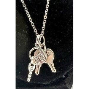 First Car Key Charm Necklace 20" Silver Tone Gift for New Driver